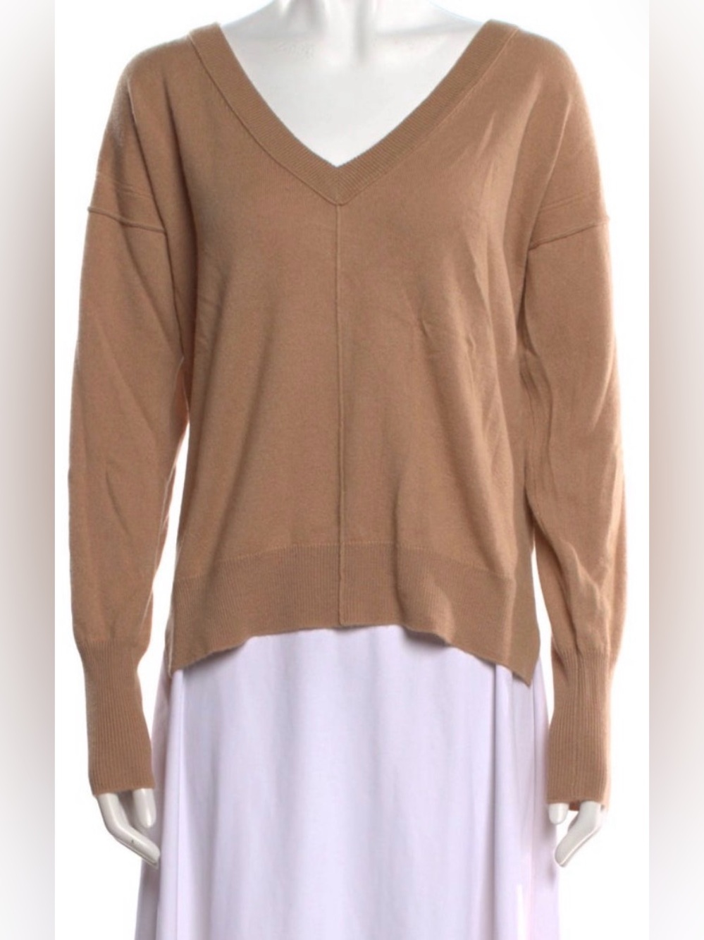 ZAPA Paris V-Neck Sweater in Camel Tan